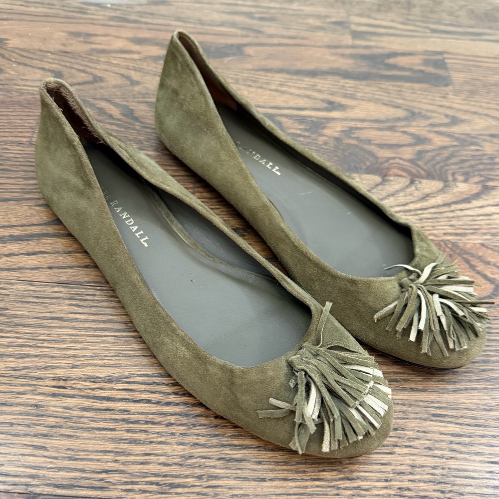 Loeffler Randall Women's Aislinn Suede Ballet Flats in an army green Size 8.5 B